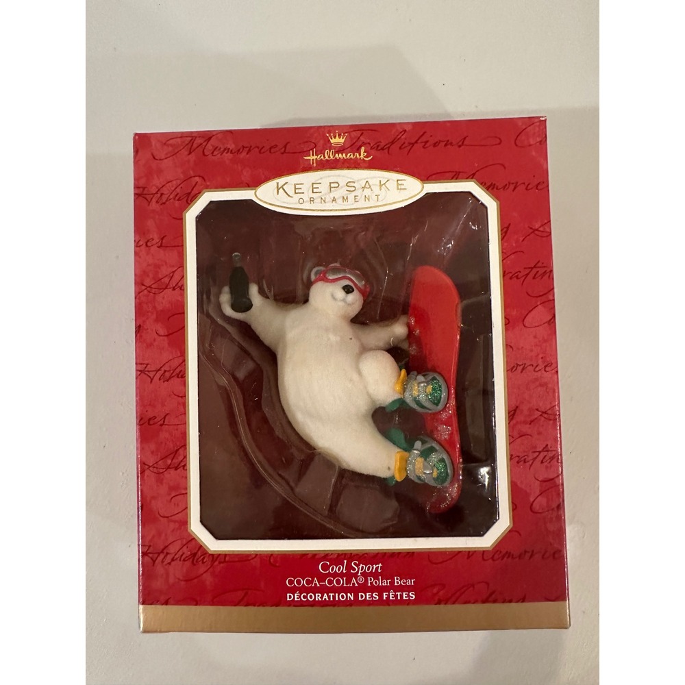Hallmark Keepsake 2001 Coca-Cola Polar Bear Snowboard Ornament Cool Sport